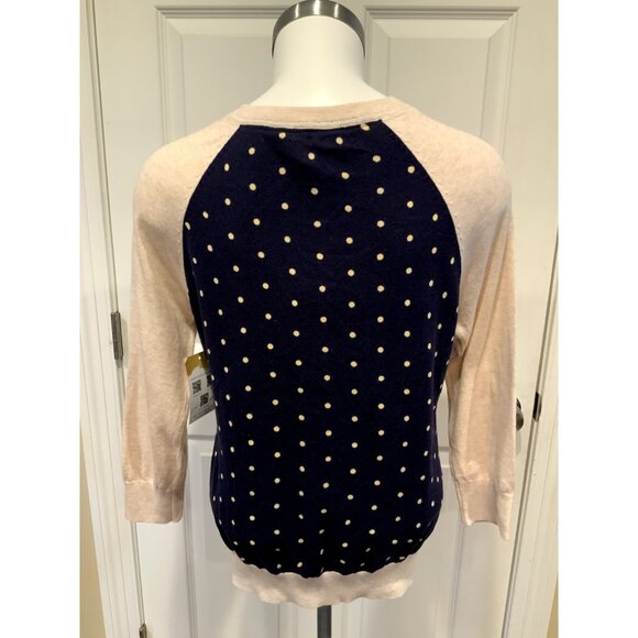 Camellia Tan & Navy Blue Button-Up Cardigan W/ Floral Lace, Size Medium, NWT! - Picture 6 of 9